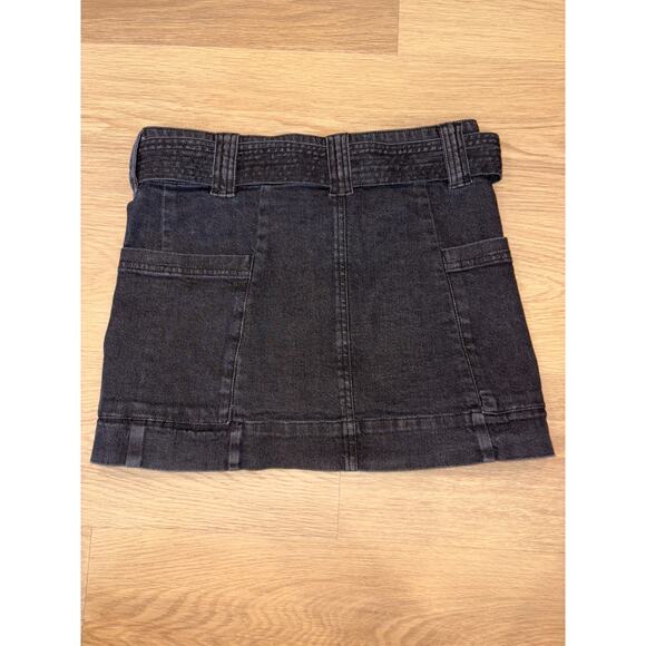 Rails Deanna Belted Denim Wrap Mini Skirt Black Pearl wash womens size S - Picture 5 of 5
